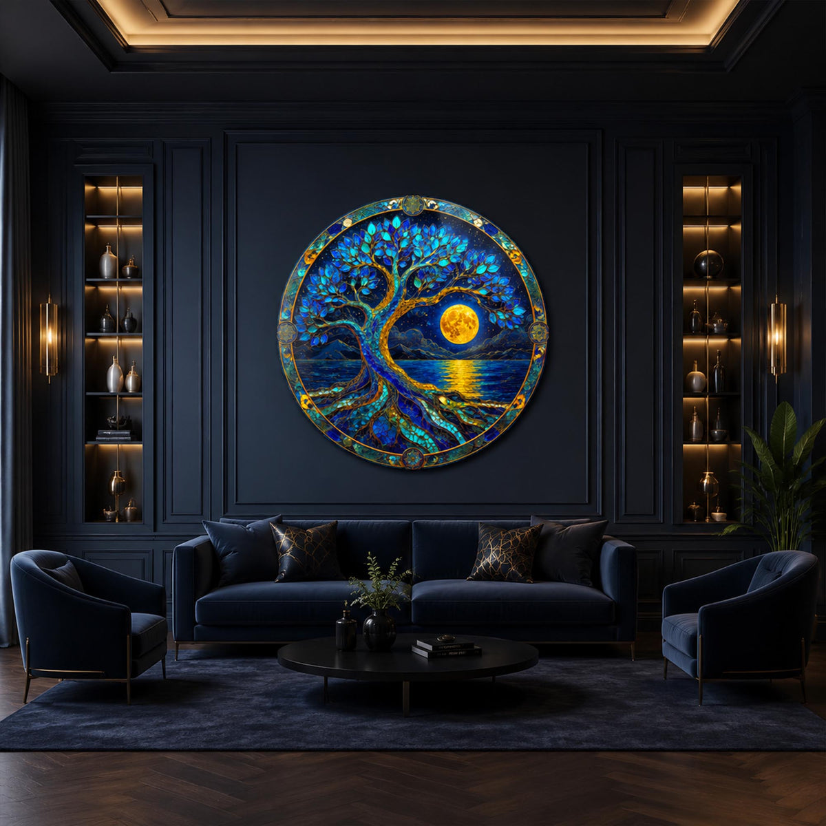 Moonlit Tree — tempered glass, ultra HD print, ready to hang