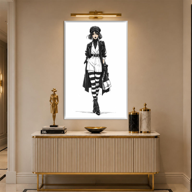 Monochrome Street Muse with white frame