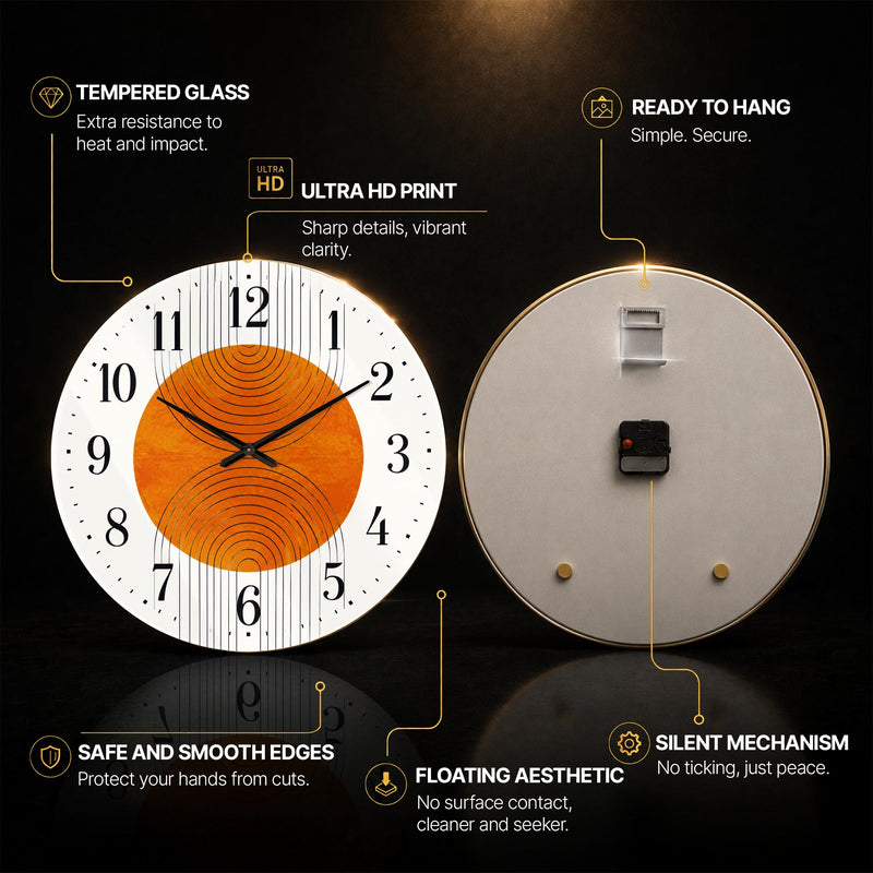 Orange Orbit — tempered glass, ultra HD print, ready to hang