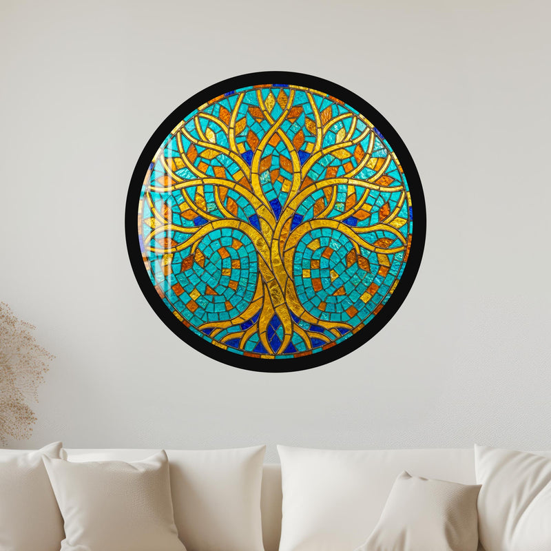 Circular Roots Gold Tree with black frame