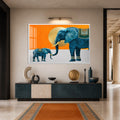 Artronauts Glass Print 18x12 cm | 7.1"x4.7" / White Ornamental Elephants Glass Wall Art