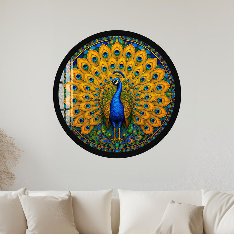 Golden Peacock Splendor with black frame