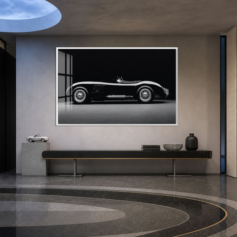 Classic Black Roadster with white frame