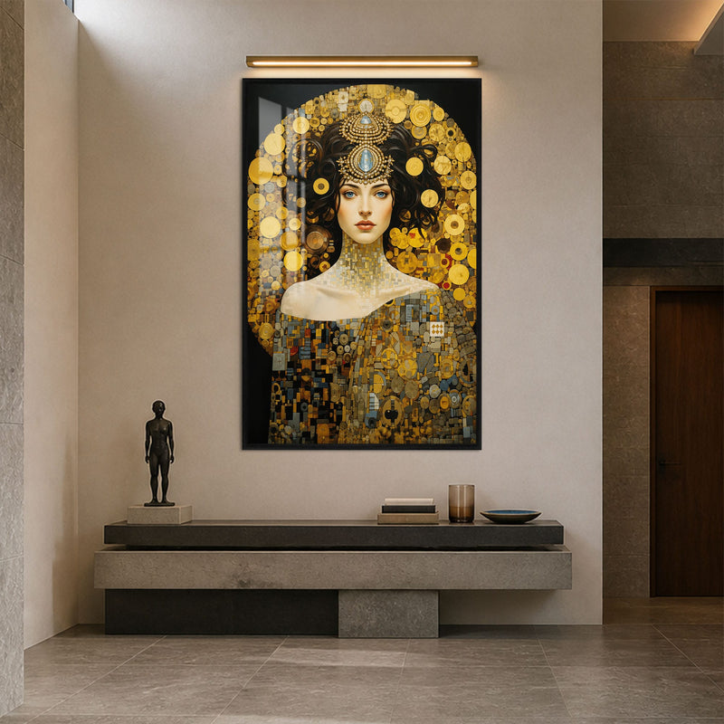 Artronauts Glass Print 12x18 cm | 4.7"x7.1" / Black Golden Mosaic Muse Glass Wall Art