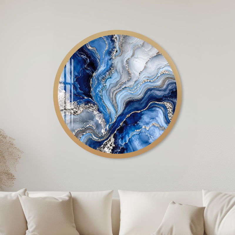 Sapphire Marble Flow with gold frame