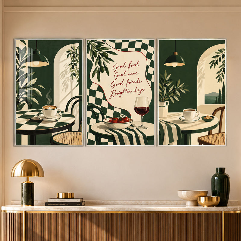 Mediterranean Café with silver frame
