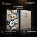 Ivory Midnight Blooms — tempered glass, ultra HD print, ready to hang