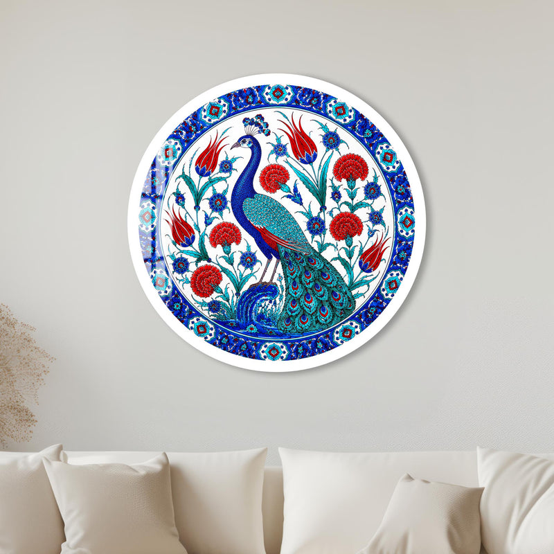 Peacock Garden with white frame