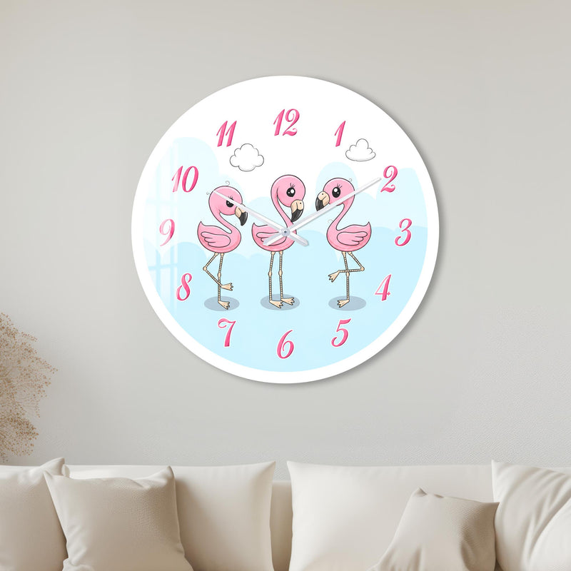 Playful Pink Flamingos with white frame