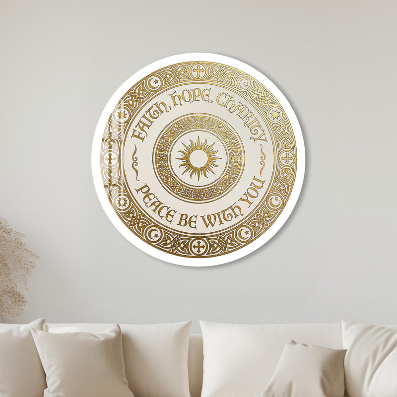 Faith Hope Charity Interfaith Medallion with white frame