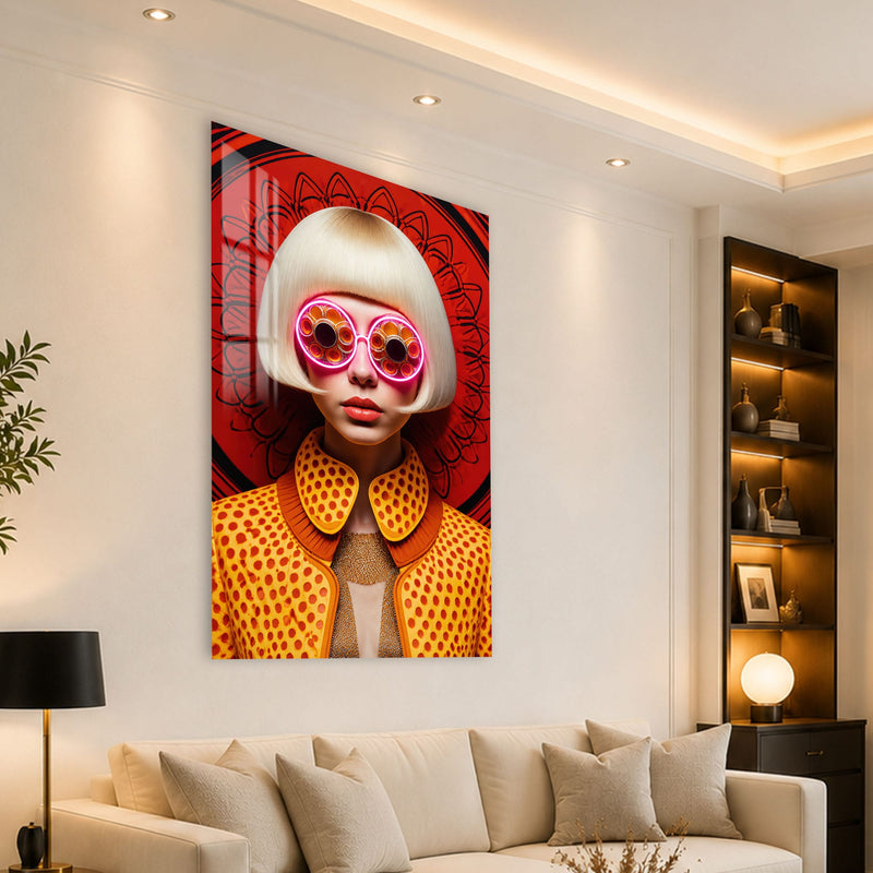 Artronauts Glass Print Neon Retro Vision Glass Wall Art