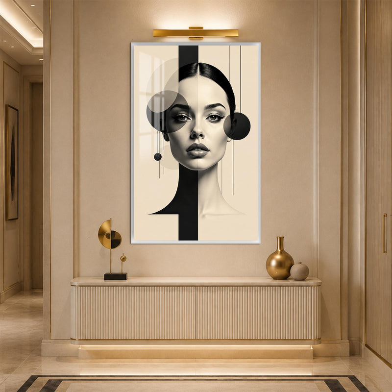 Geometric Monochrome Beauty with white frame