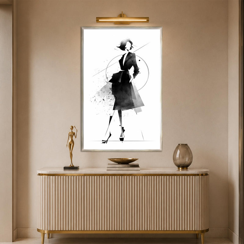 Monochrome Fashion Muse with silver frame