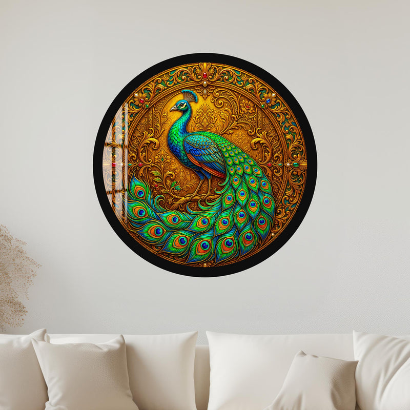 Regal Peacock with gold frame