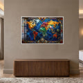 Jeweled World Map with white frame