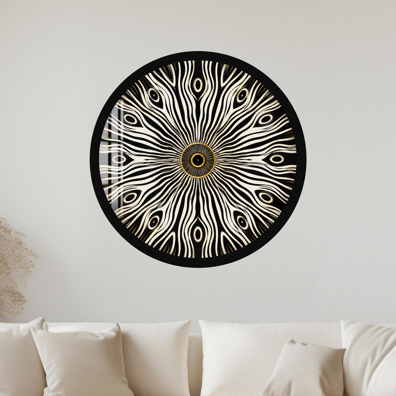 Monochrome Peacock Eye with black frame