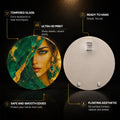 Emerald Veiled Muse — tempered glass, ultra HD print, ready to hang