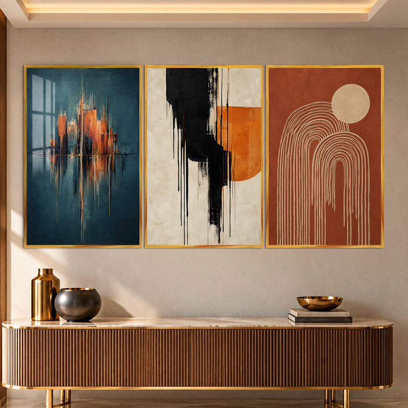 Abstract Harmony with gold frame