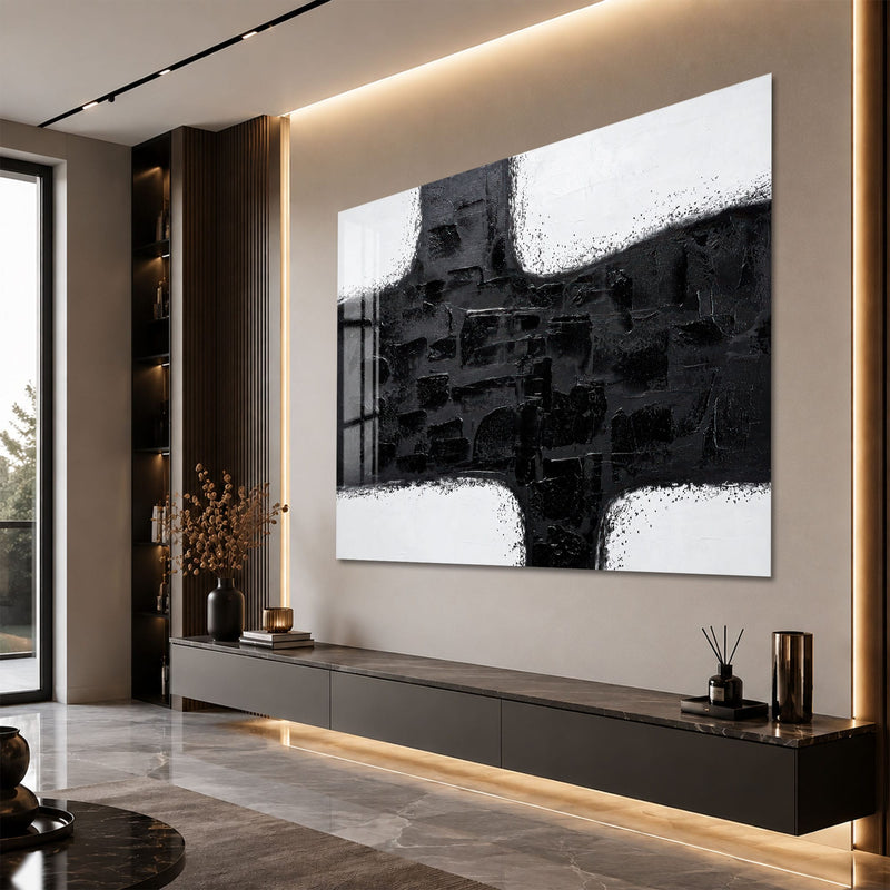 Artronauts Glass Print Monochrome Cross Abstraction Glass Wall Art