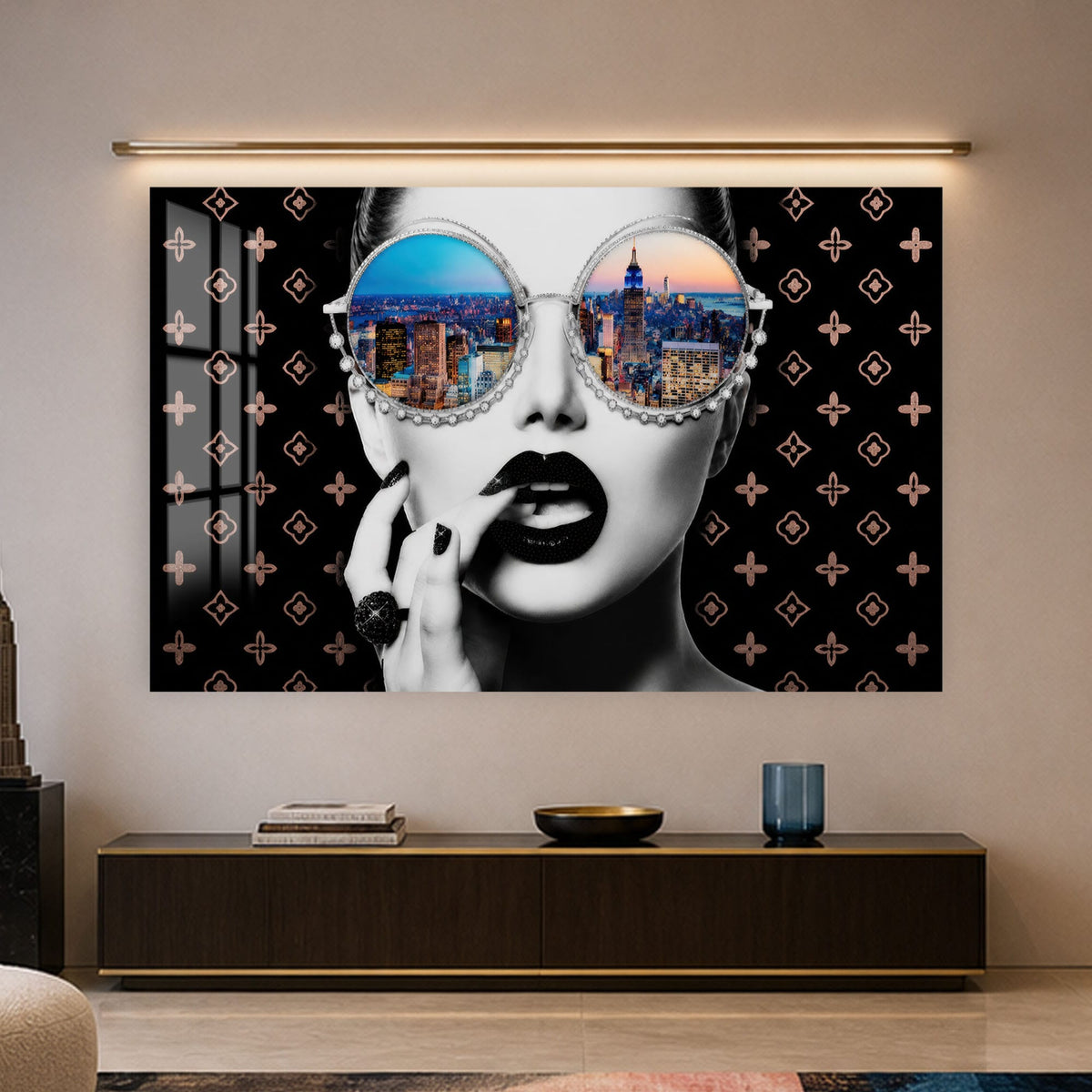 Skyline Reflection Glamour in a modern room