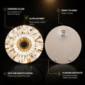 Golden Mosaic Sunburst — tempered glass, ultra HD print, ready to hang