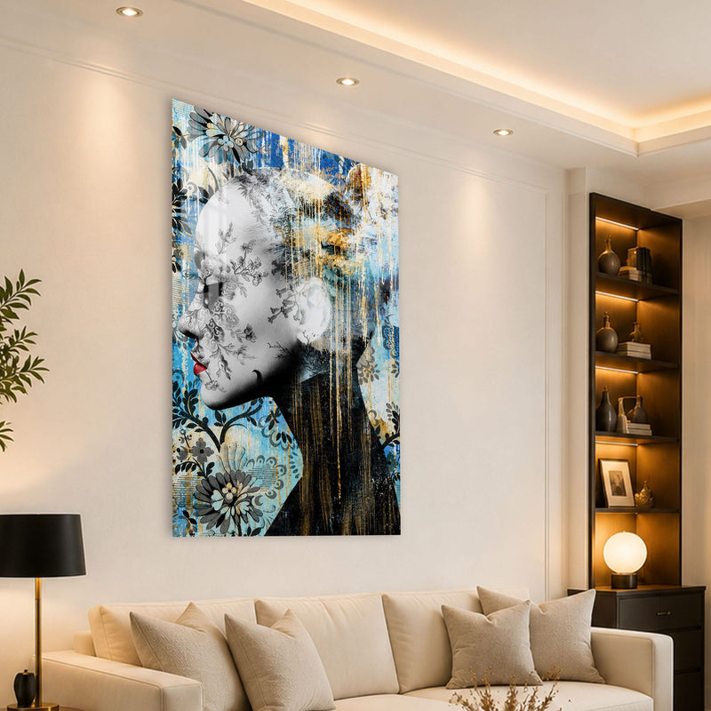 Artronauts Glass Print Floral Profile Glass Wall Art