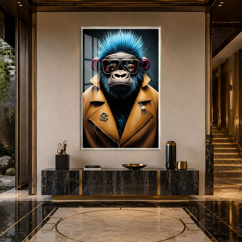 Artronauts Glass Print 12x18 cm | 4.7"x7.1" / Silver Cyber Gorilla Glass Wall Art