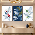 Navy Botanical Leaves with walnut frame