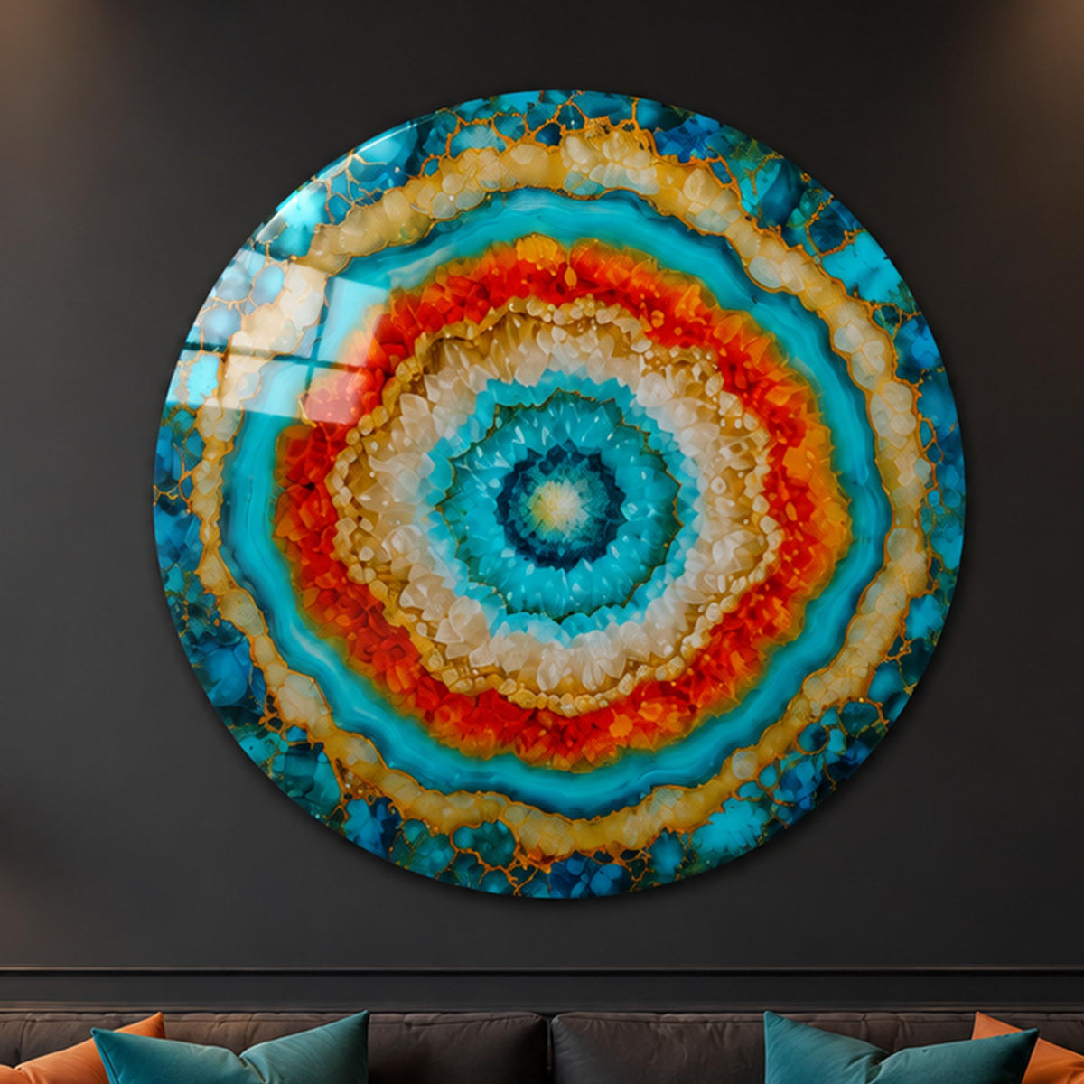 Turquoise Geode in a modern room
