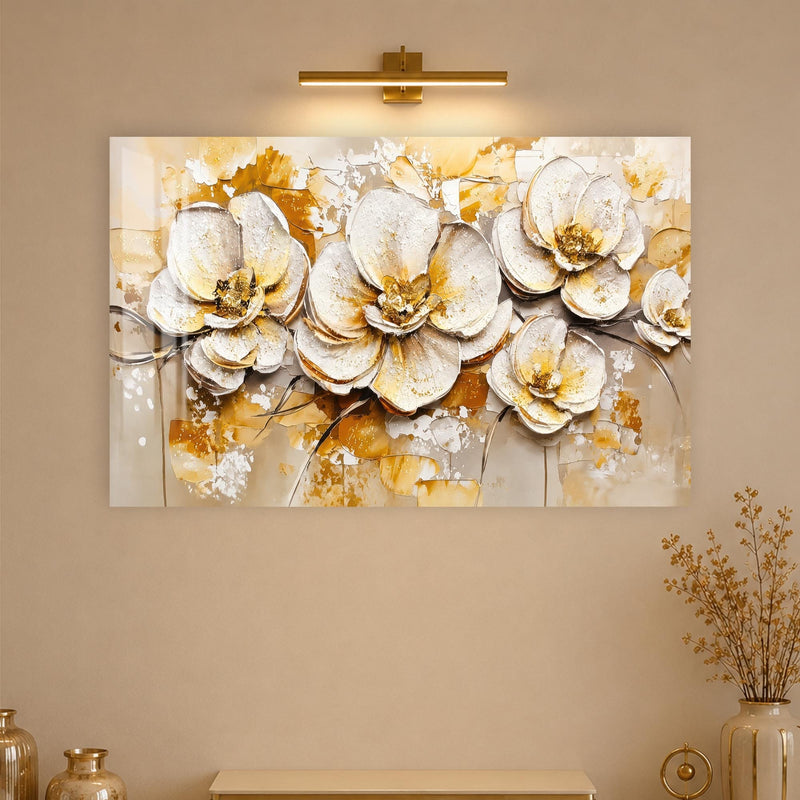Artronauts Glass Print Golden Bloom Textures Glass Wall Art