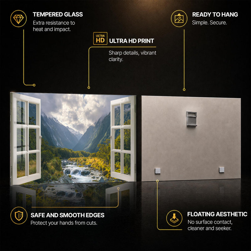 Open Window Valley — tempered glass, ultra HD print, ready to hang