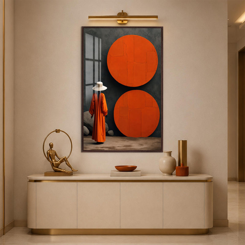 Crimson Circle Muse with walnut frame