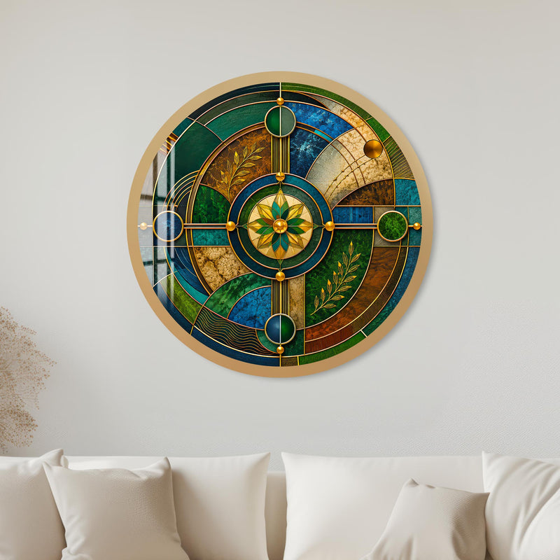Emerald Celestial Mosaic with gold frame
