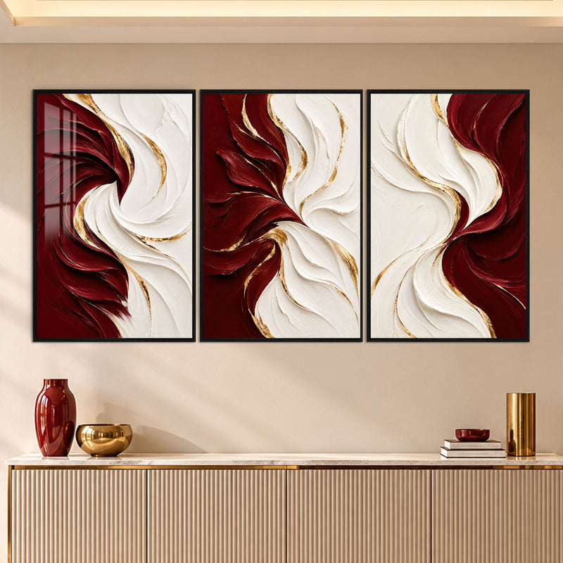 Crimson Ivory Flow with black frame