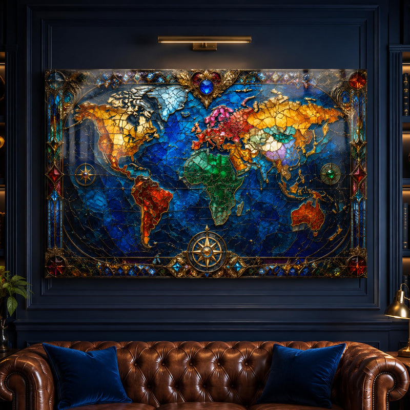 Jeweled World Map lifestyle view
