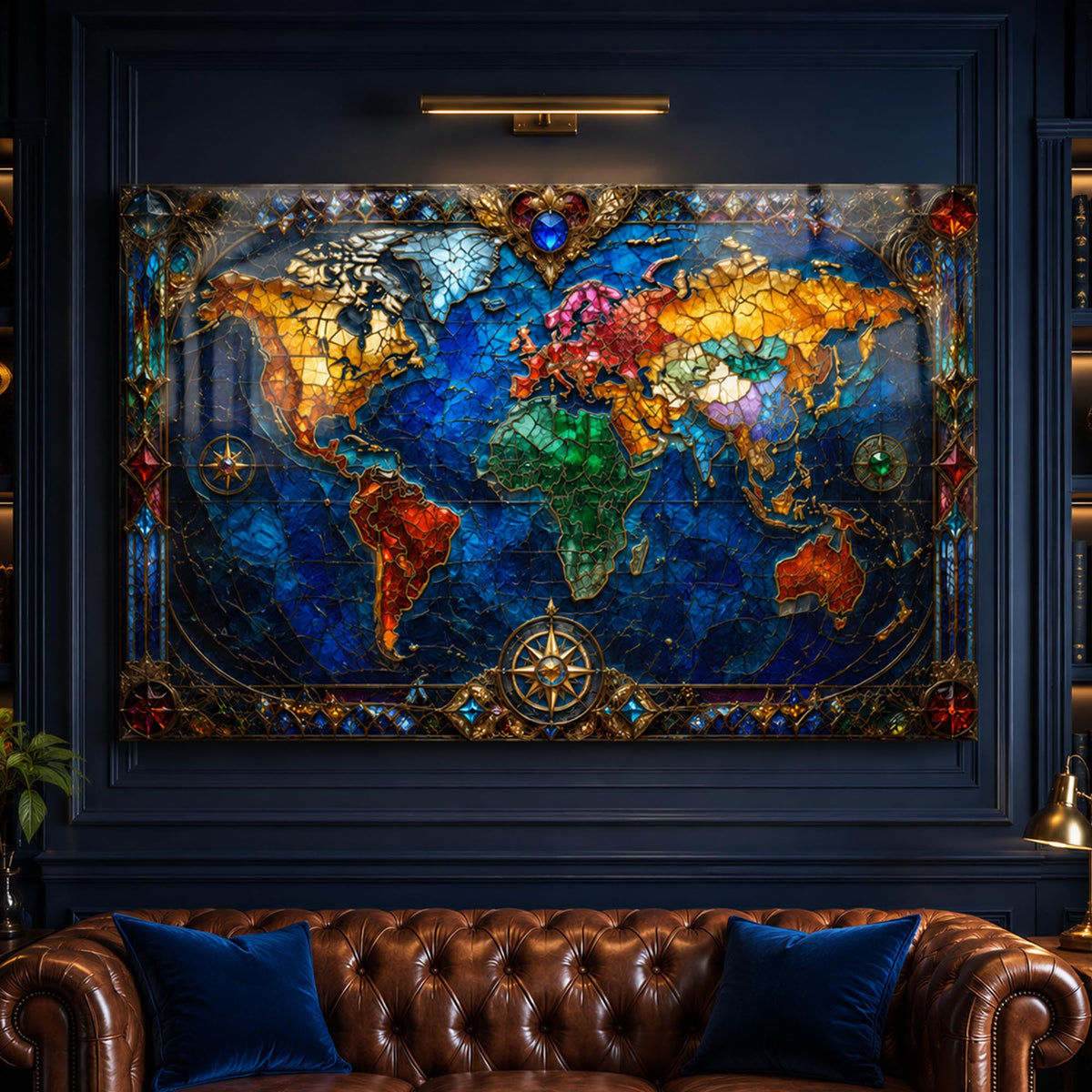 Jeweled World Map lifestyle view
