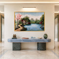 Lakeside Cottage in Bloom with gold frame