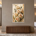 Champagne Rose Bouquet with white frame