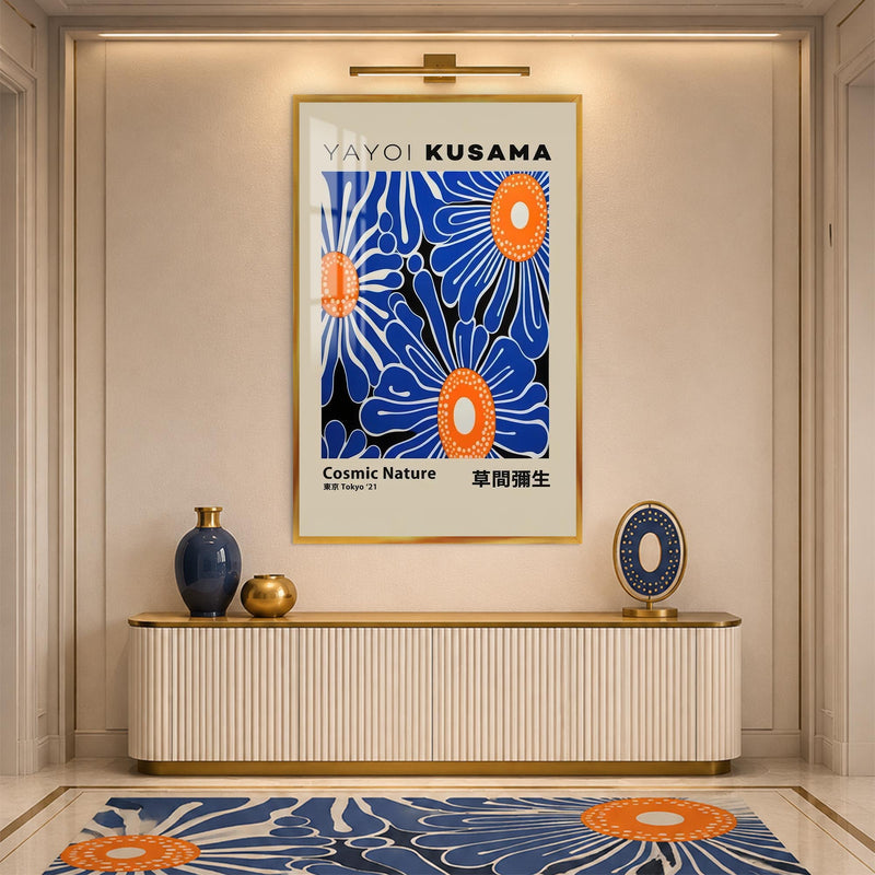 Cosmic Blue Blooms with gold frame
