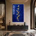 Artronauts Glass Print 12x18 cm | 4.7"x7.1" / White Golden Cranes In Flight Glass Wall Art