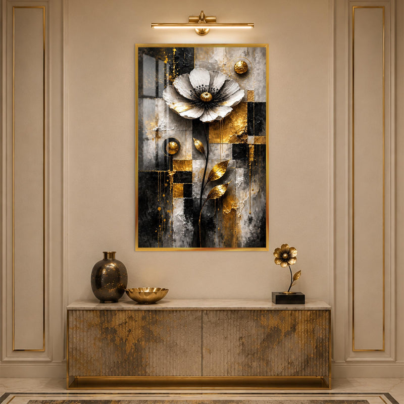Golden Geometric Flower with gold frame