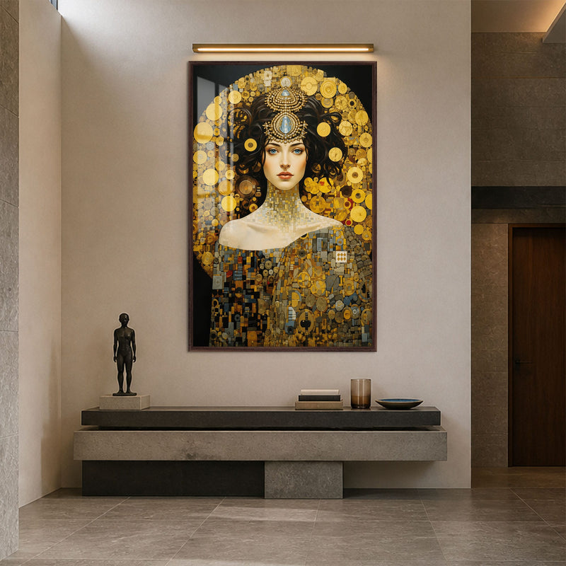 Artronauts Glass Print 12x18 cm | 4.7"x7.1" / Walnut Golden Mosaic Muse Glass Wall Art