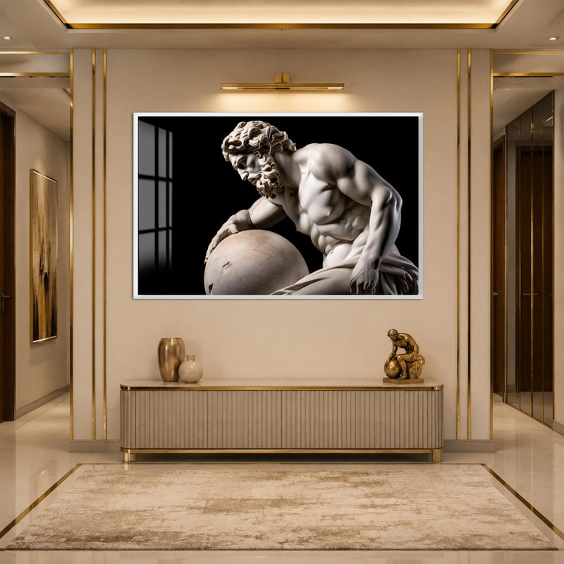 Artronauts Glass Print 18x12 cm | 7.1"x4.7" / White Classical Marble Study Glass Wall Art