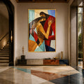 Artronauts Glass Print 12x18 cm | 4.7"x7.1" / Gold Geometric Embrace Glass Wall Art
