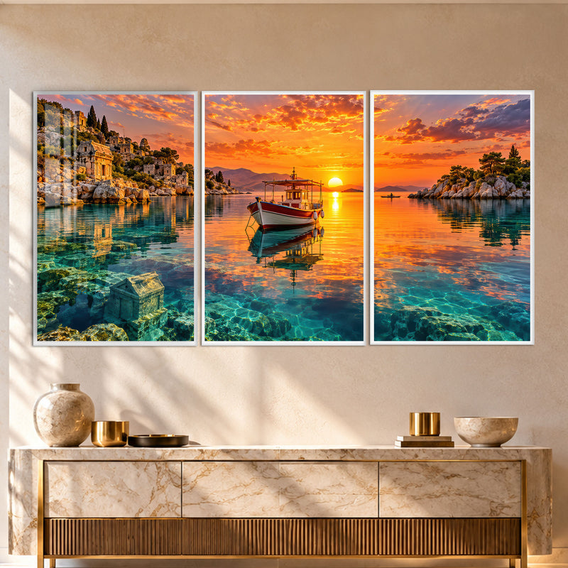 Sunset Cove with white frame
