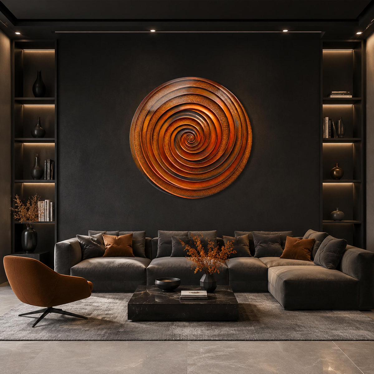 Copper Infinity — tempered glass, ultra HD print, ready to hang