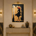 Crimson Hat Elegance with gold frame
