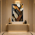 Artronauts Glass Print 12x18 cm | 4.7"x7.1" / White Gilded Tropical Leaves Glass Wall Art