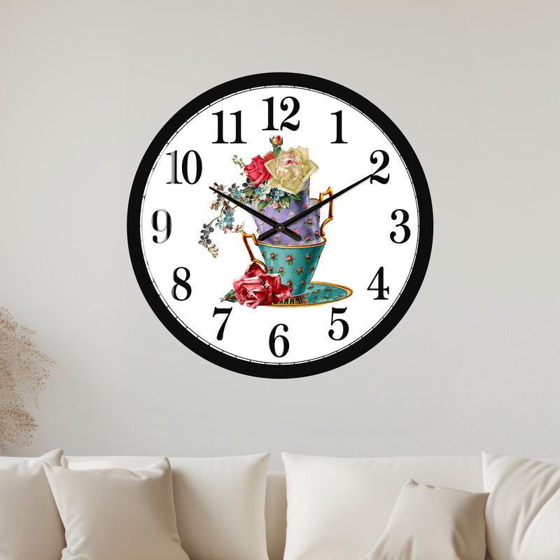 Floral Teacup Stack with black frame