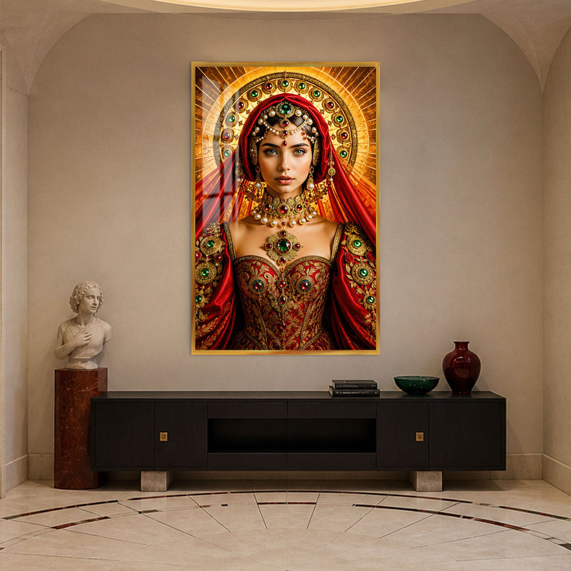 Crimson Jewel Queen with gold frame